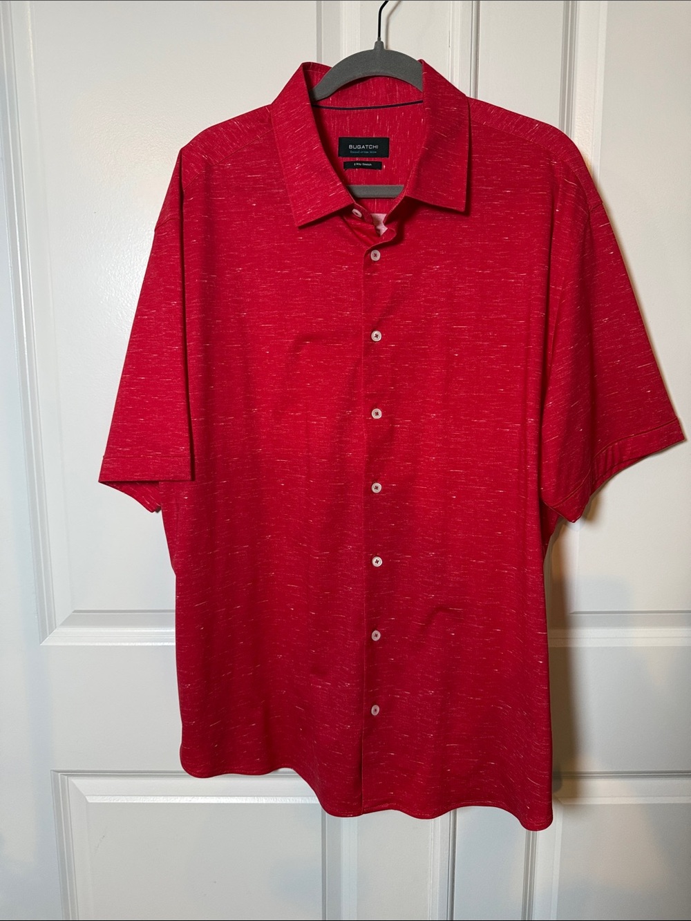 Bugatchi Red Short-Sleeve Button-Down Casual Shirt